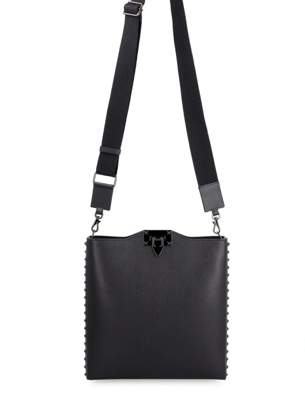 ⭐️NWT⭐️Valentino  Rockstud Logo Embossed Black Leather Crossbody Bag